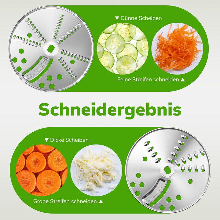 Gemüseschneider elektrisch für Thermomix TM5 TM6, Spiralschneider & Gemüsereibe Edelstahl für Zucchi
