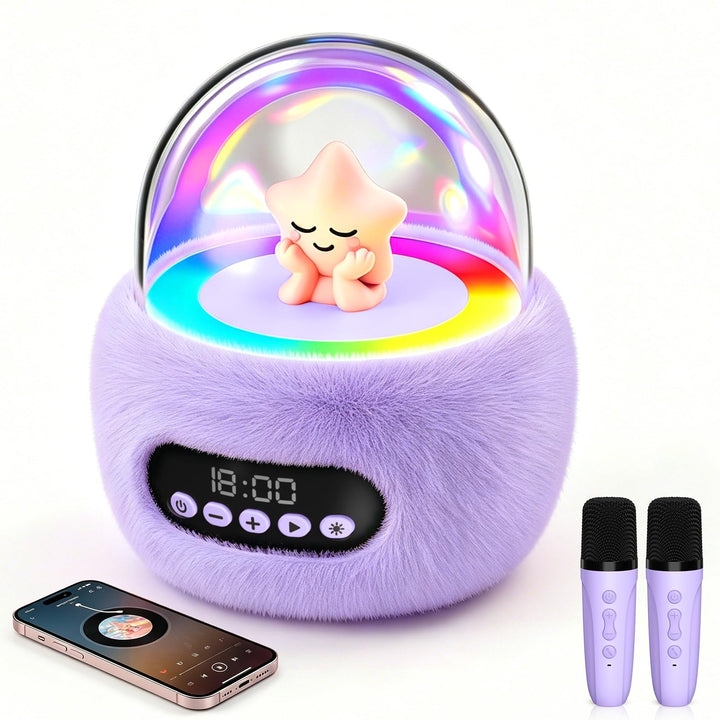 Karaoke Maschine mit 2 Bluetooth Mikrofonen für Kinder 3-8 Jahre | Tragbar, Sichere 85dB Lautstärke,