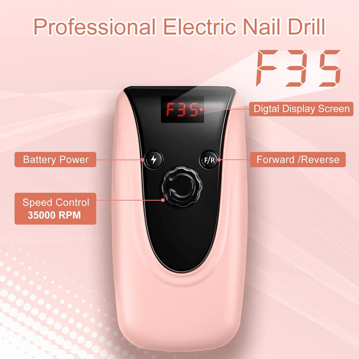 Madenia Nagelfräser Professional Akku 35000 U/Min Elektrische Nagelfeile Maniküre Pediküre Set für A