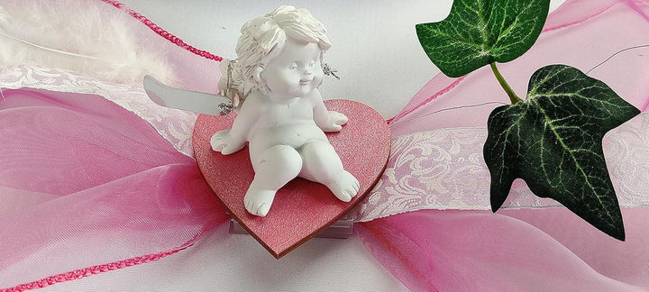 Fibula [Style] ® Komplettset"Engelchen Igor" pink Tischdekoration für Taufe/Geburt Mädchen für ca. 8