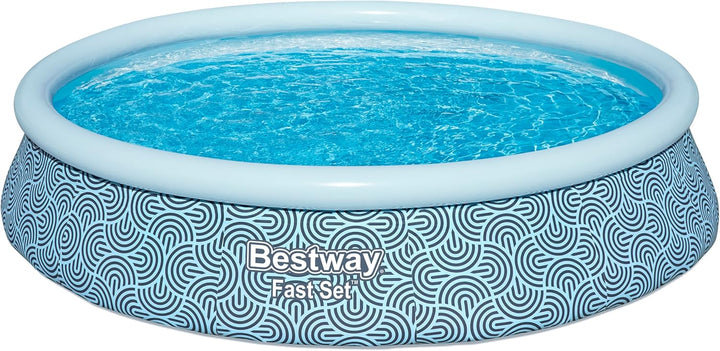 Bestway Fast Set aufblasbares Pool-Set, rund, 396 cm x 396 cm x 84 cm, Grau