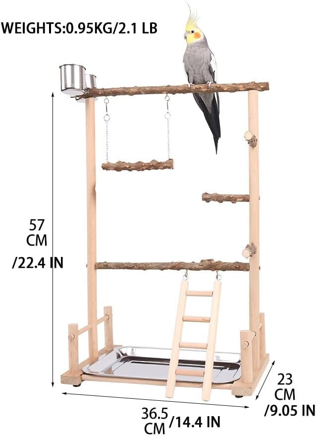 Bird Playground Wood, Parrot Playstand, Wellensittich Spielzeug, Käfig, Spielplatz, Nymphensittich S