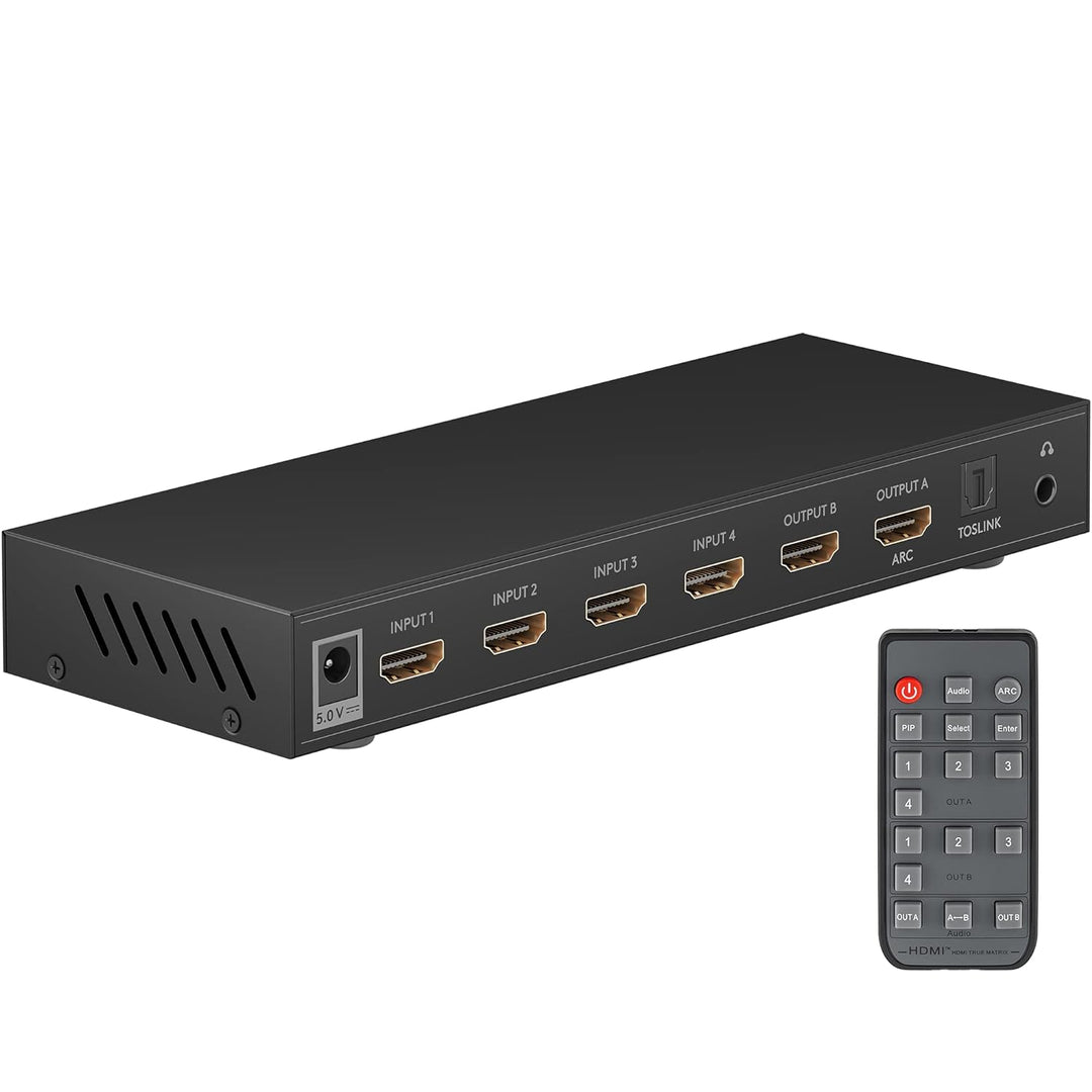 goobay 58478 HDMI Matrix Schalter 4 auf 2 / Matrix Switch Splitter 4k @ 30Hz / Mit Fernbedienung für