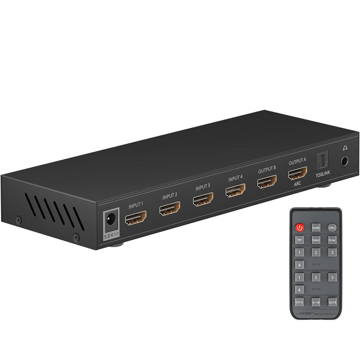 goobay 58478 HDMI Matrix Schalter 4 auf 2 / Matrix Switch Splitter 4k @ 30Hz / Mit Fernbedienung für