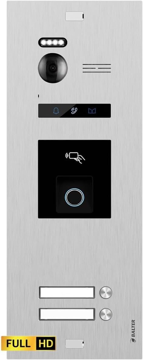 Nonic Balter EVO HD Silber/Schwarz Video Türsprechanlage mit Fingerprint Set für 2 Familienhaus (1x