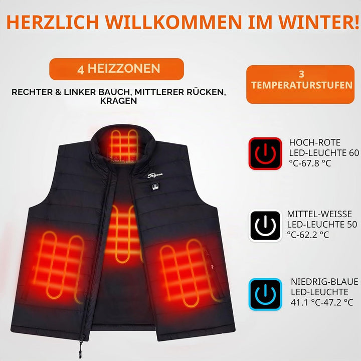 Telguua Beheizbare Weste Damen mit Powerbank, Heizweste Beheizten Weste, USB-C Wärmeweste Wiederaufl