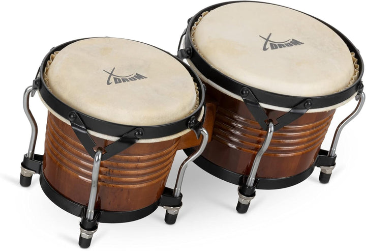 XDrum Bongos Pro Tobacco - 2 Trommeln mit 6,5" (17 cm) und 7,5" (20 cm) Durchmesser - Bongotrommeln