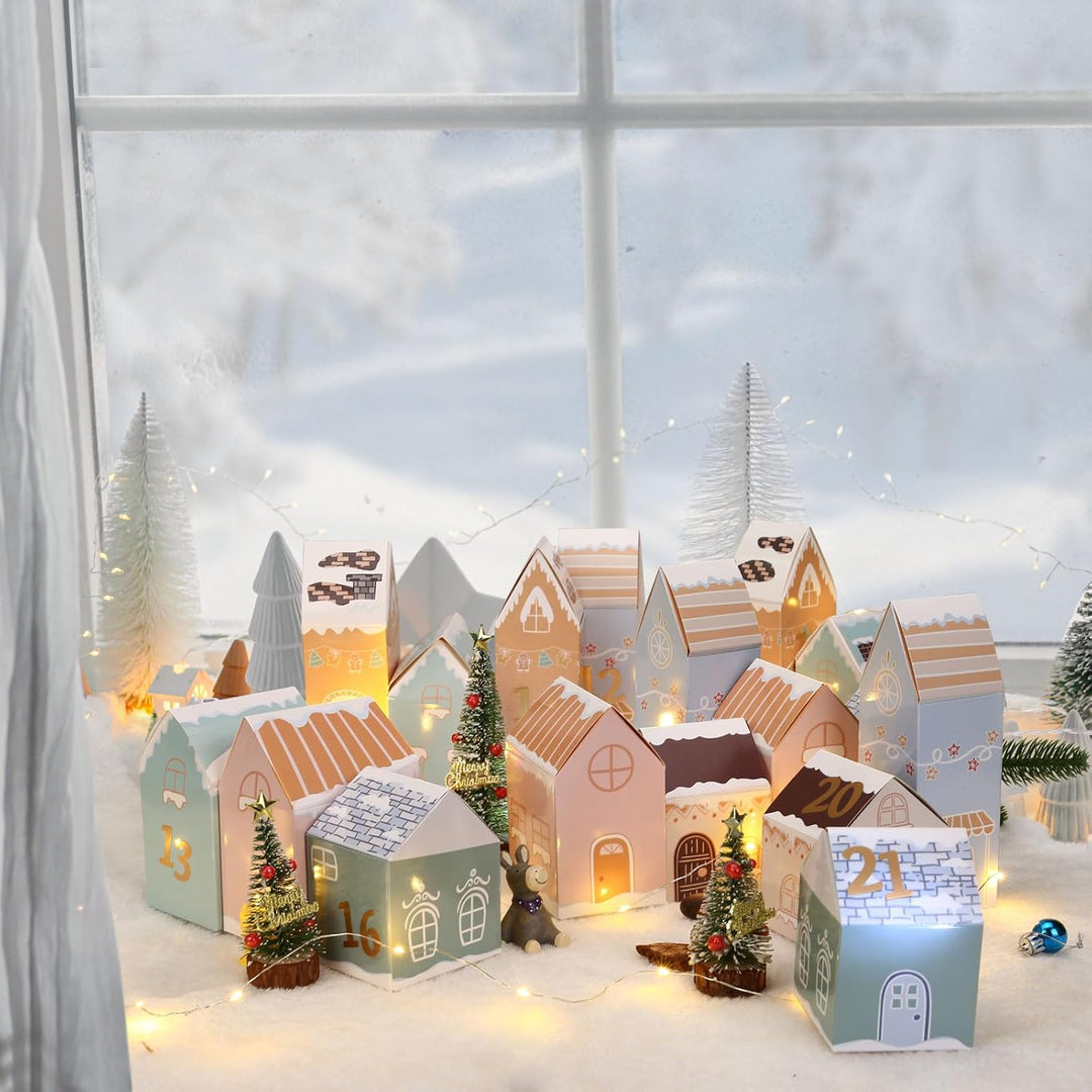 Kesote Adventskalender zum befüllen Kinder Weihnachtskalender Boxen Häuser Schachteln Weihnachten Ki