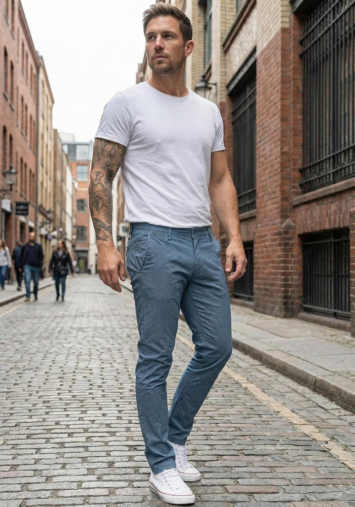 Rock Creek Herren Chino Hose Slim Fit Business Hosen RC-2154 34W / 32L Himmelblau, 34W / 32L Himmelb