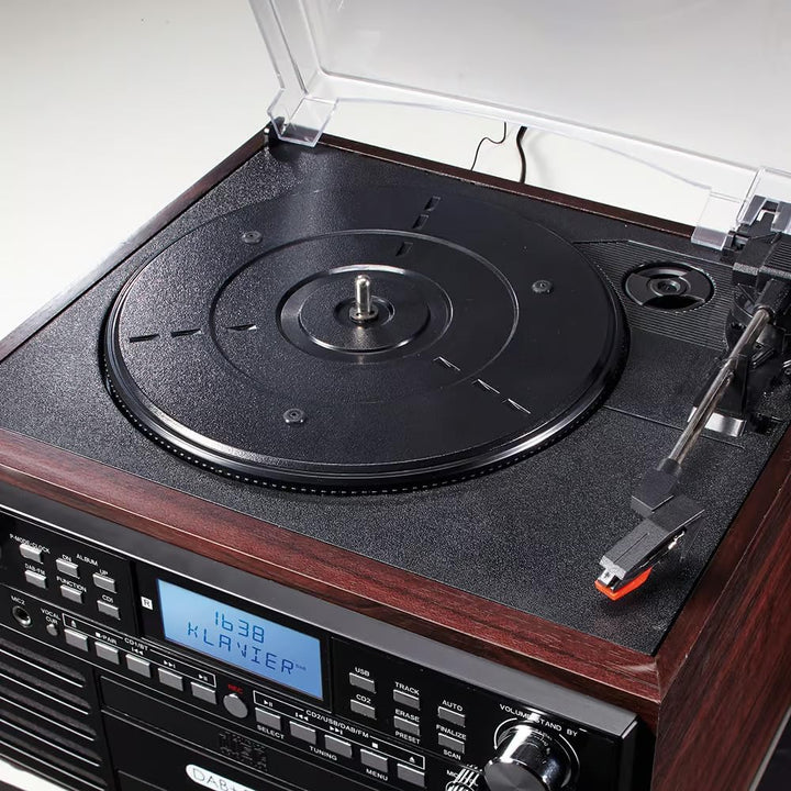 EUROtops DAB+ Musikanlage mit CD-Brenner, Plattenspieler und Kassettendeck | Bluetooth, USB-Aufnahme