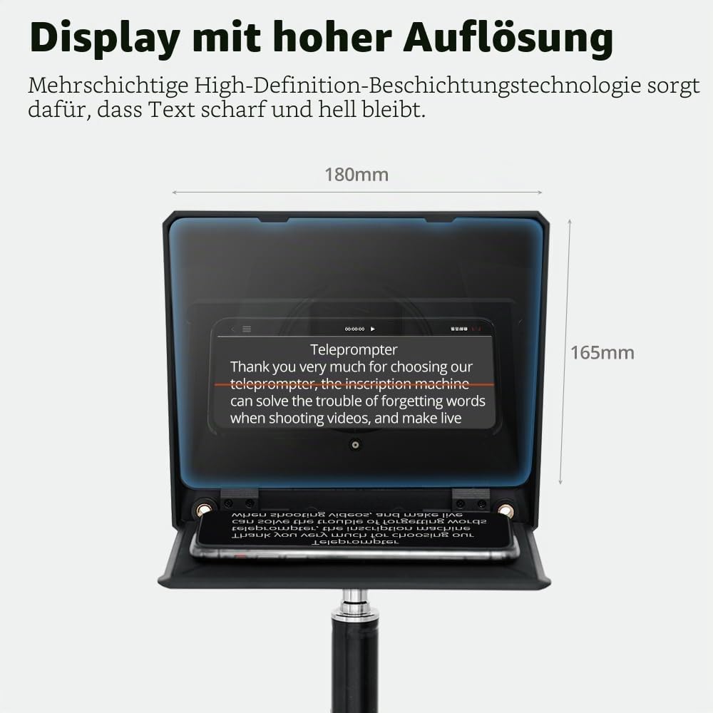 Ambitful T1 Pro Teleprompter für Handy mit Desktop-Stativ, schnell einzurichten, tragbares Telepromp