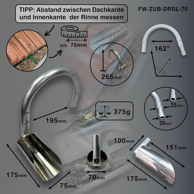 FenWi 6m Teleskop Dachrinnenreiniger Set mit Alu Teleskopstange, Edelstahl Dachrinnenschlitten und D