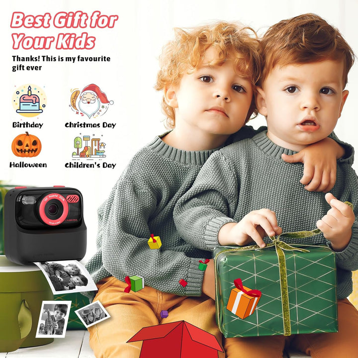 Upgrade Kinderkamera Sofortdruck für Jungen und Mädchen, 1080P HD Dual-Linse Selfie Digitalkamera mi