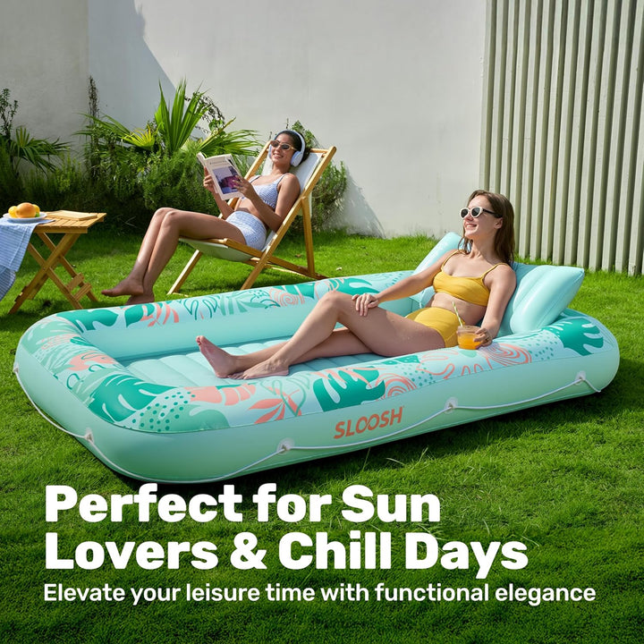 SLOOSH Aufblasbare Tanning Pool, 70" x 46"/ 85" x 57" Grosse aufblasbarer Luftmatratze für Erwachsen
