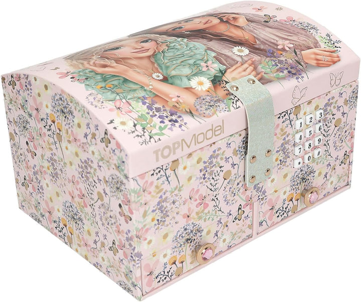 Depesche 13579 TOPModel Summer Feeling - Grosses Schmuckkästchen in Rosa, mit Model Motiv und floral