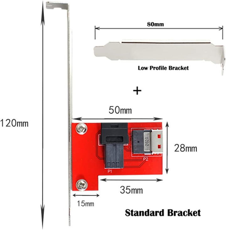 Cablecc PCI-Express 4.0 Slimline SAS SFF-8654 auf HD SFF-8643 PCBA Buchse Adapter mit Halterung SFF-