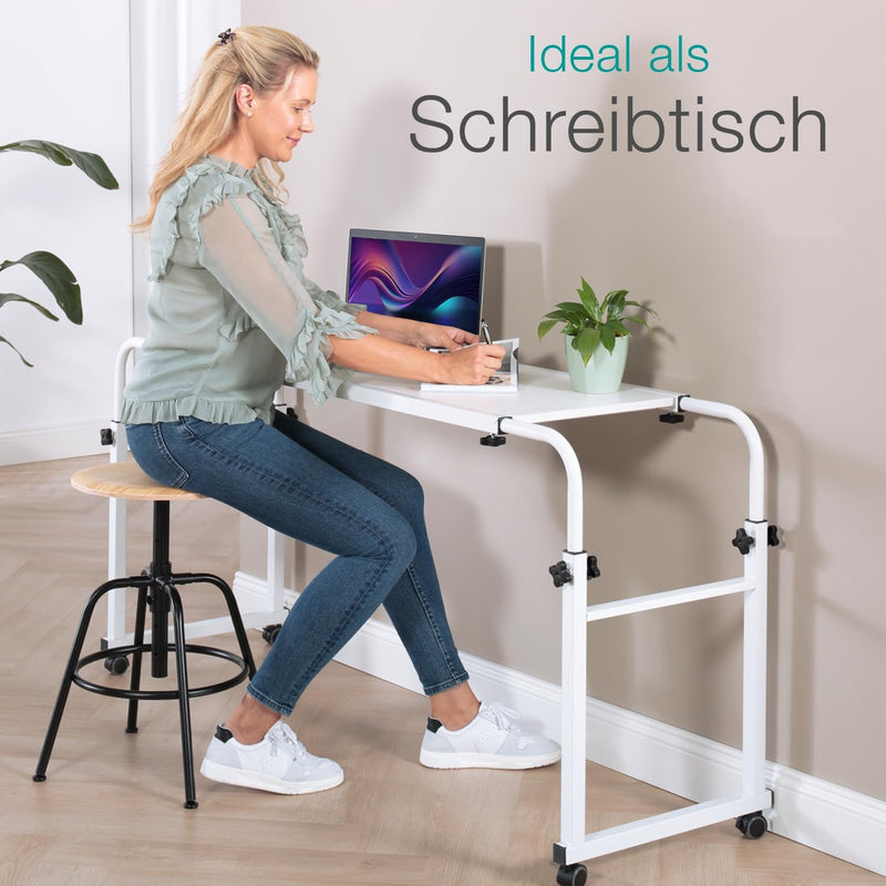 maxVitalis Über-Betttisch auf Rollen höhenverstellbar/breitenverstellbar, Overbed Table, Mobiler Sch