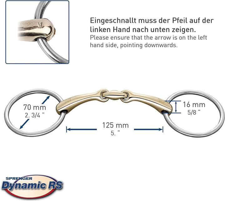 SPRENGER Dynamic RS Wassertrense 16 mm doppelt gebrochen mit Glas-Kristall - Sensogan, 125 mm Weite,