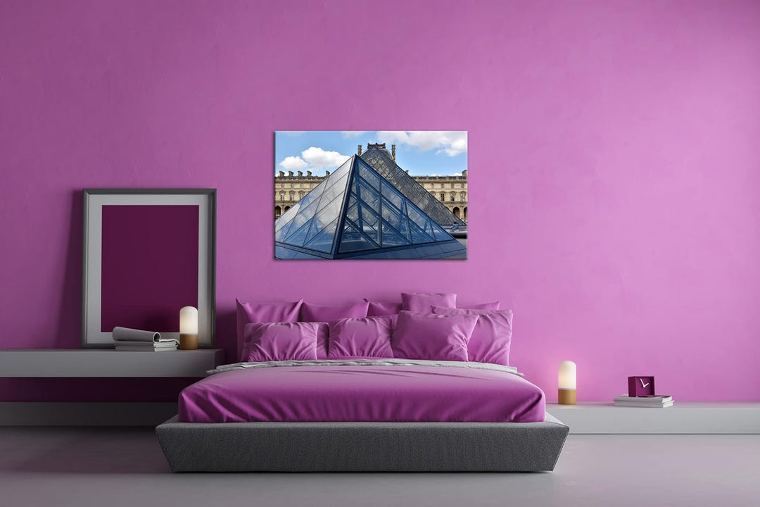deyoli Jalousie Pyramide in Paris Format: 80x60 als Leinwandbild, Motiv fertig gerahmt auf Echtholzr