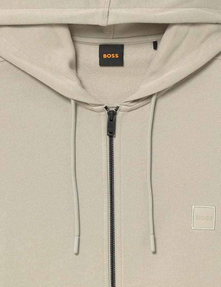 BOSS Herren Zetalky Kapuzenjacke aus Baumwoll-Terry mit Logo-Aufnäher XS Open Grey 070, XS Open Grey