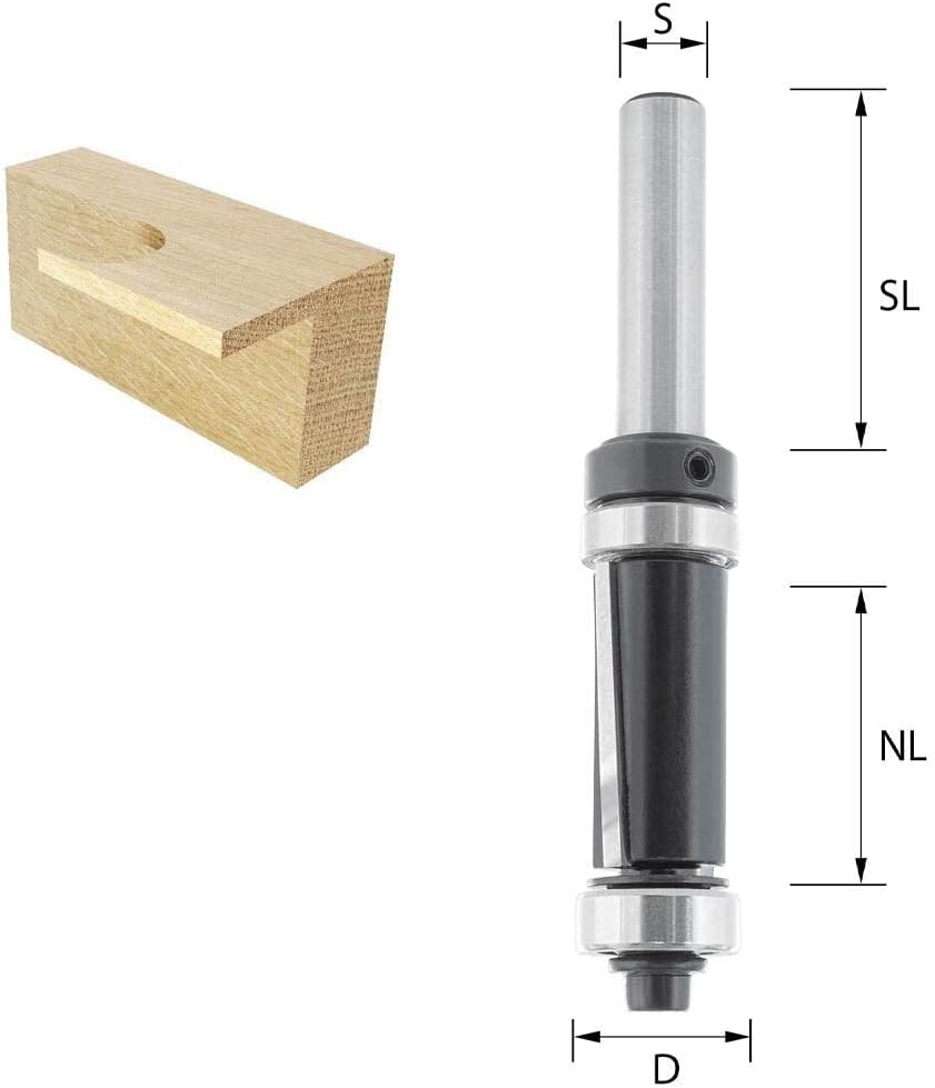 ENT 13471 Bündigfräser mit Achswinkel HW, Schaft (S) 8 mm, Durchmesser (D) 14 mm, NL 25,4 mm, SL 32