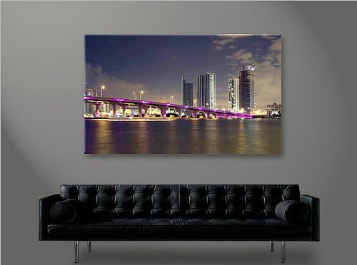islandburner Bild Bilder auf Leinwand Miami Bridge 1p XXL Poster Leinwandbild Wandbild Dekoartikel W