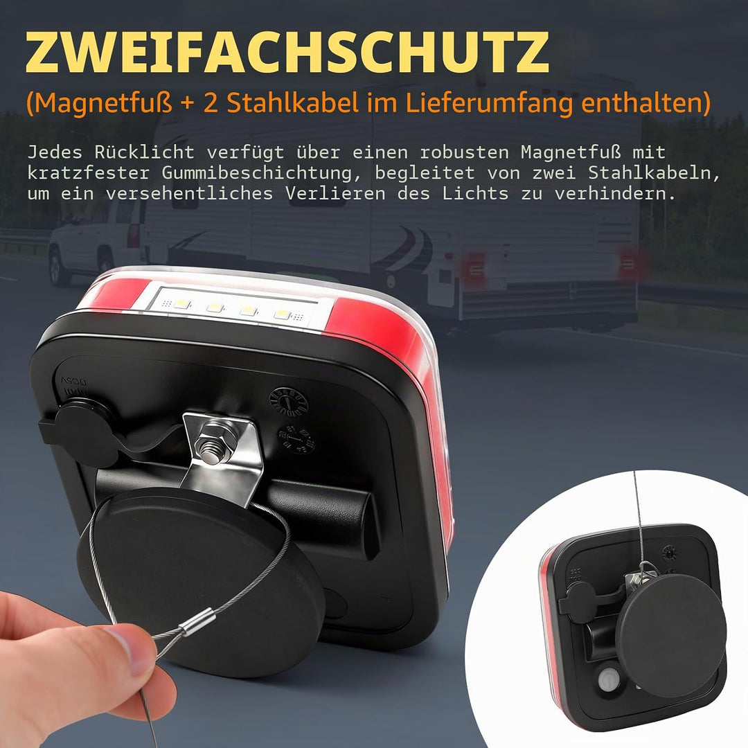 Qiping 2 Pack Kabelloss Anhängerbeleuchtung LED 12V Wireless Wasserdicht Wiederaufladbar Magnetische