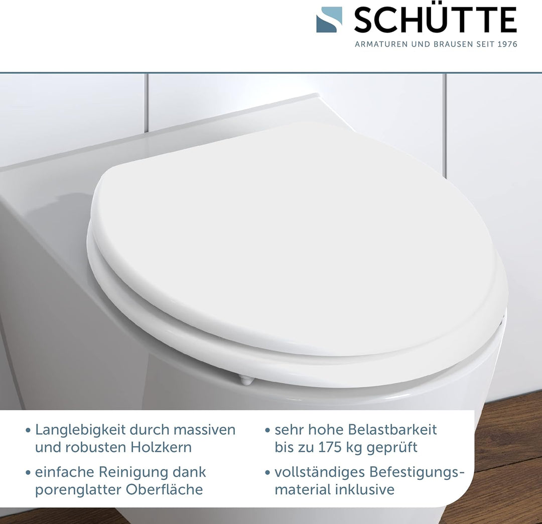 SCHÜTTE WC-Sitz WHITE, Holzkern Toilettendeckel, Klodeckel Weiss 84000