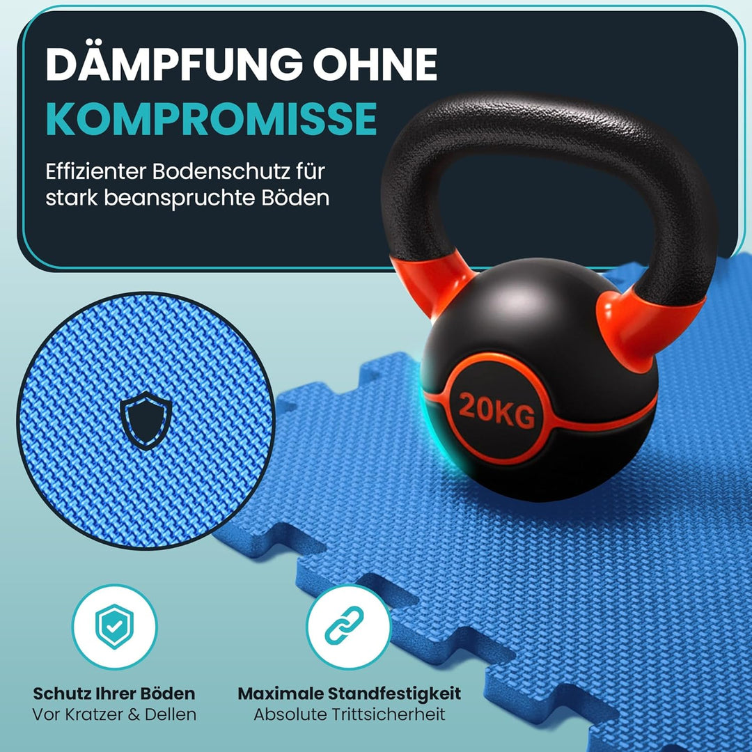 Bodenschutzmatte Fitness【Set mit 21 Matten】EVA Fitnessmatte rutschfest - Sportmatte Gymnastikmatte P