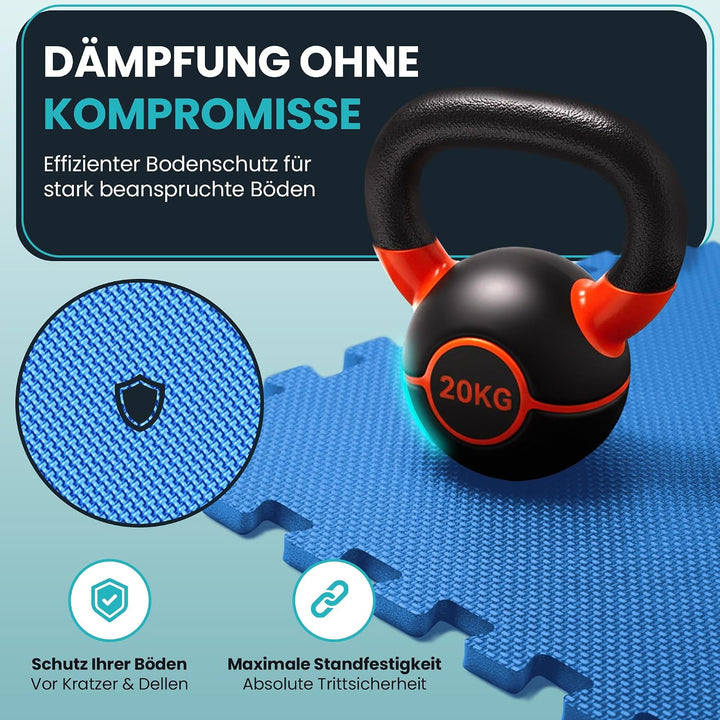 Bodenschutzmatte Fitness【Set mit 21 Matten】EVA Fitnessmatte rutschfest - Sportmatte Gymnastikmatte P