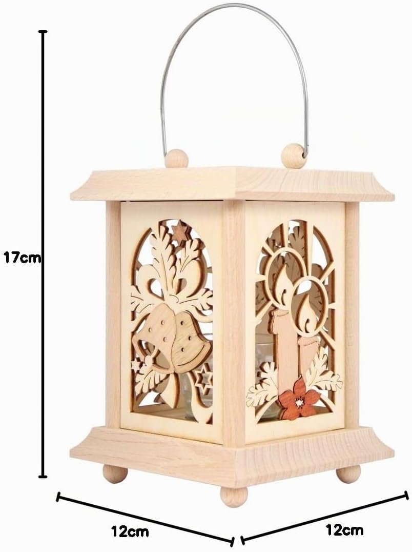 Drechslerei Kuhnert Tischlaterne/Teelichthalter - Motiv: Weihnacht aus Edelholz - Masse: 11,5 x 11,5