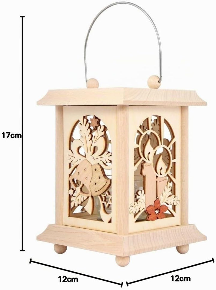 Drechslerei Kuhnert Tischlaterne/Teelichthalter - Motiv: Weihnacht aus Edelholz - Masse: 11,5 x 11,5