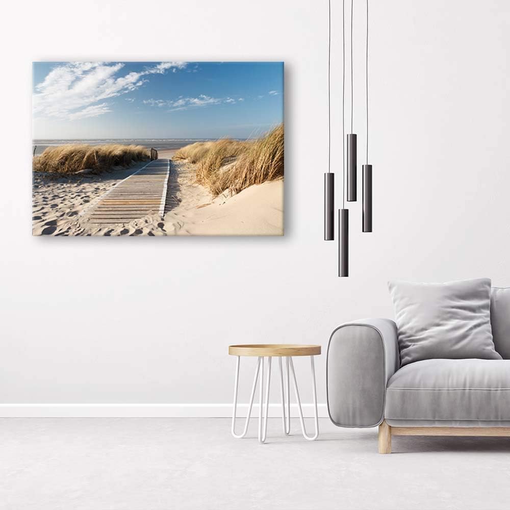 Feeby Leinwandbild Strand Bild Kunstdruck Meer Beige 60x40 cm Leinwandbild 60x40 cm Beige_a, Leinwan