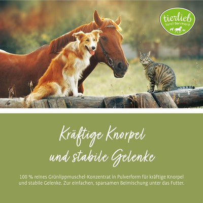 tierlieb Grünlippmuschel-Konzentrat 100% | Für Pferde, Hunde & Katzen | 900 Gramm