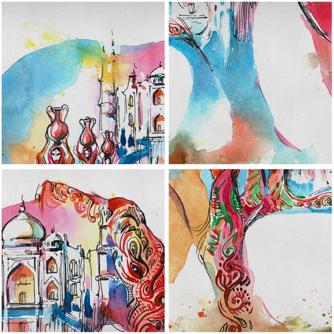 Bilder auf Leinwand 100x70cm Leinwandbild Elefant Indien ethnisch Kultur Gross Wanddeko Bild Schlafz