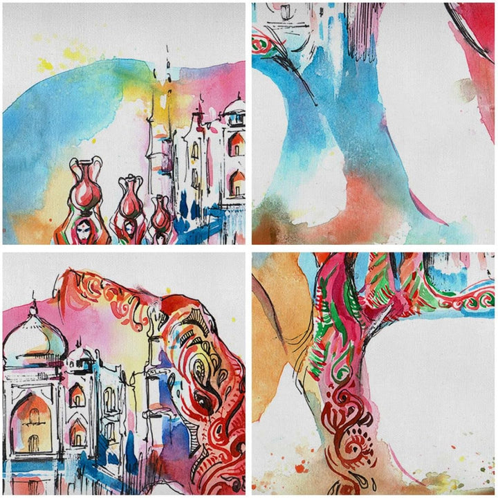Bilder auf Leinwand 100x70cm Leinwandbild Elefant Indien ethnisch Kultur Gross Wanddeko Bild Schlafz