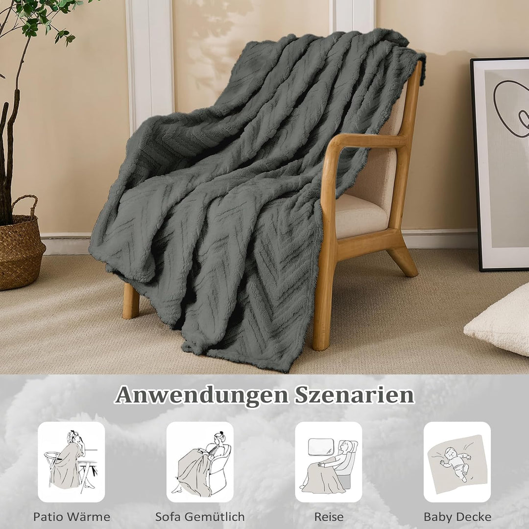 WONGS BEDDING Kuscheldecke Flauschig Decke 150x200 cm XL als Sofadecke Couchdecke Warme Decken, Sofa