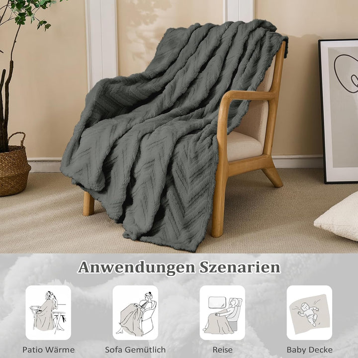 WONGS BEDDING Kuscheldecke Flauschig Decke 150x200 cm XL als Sofadecke Couchdecke Warme Decken, Sofa