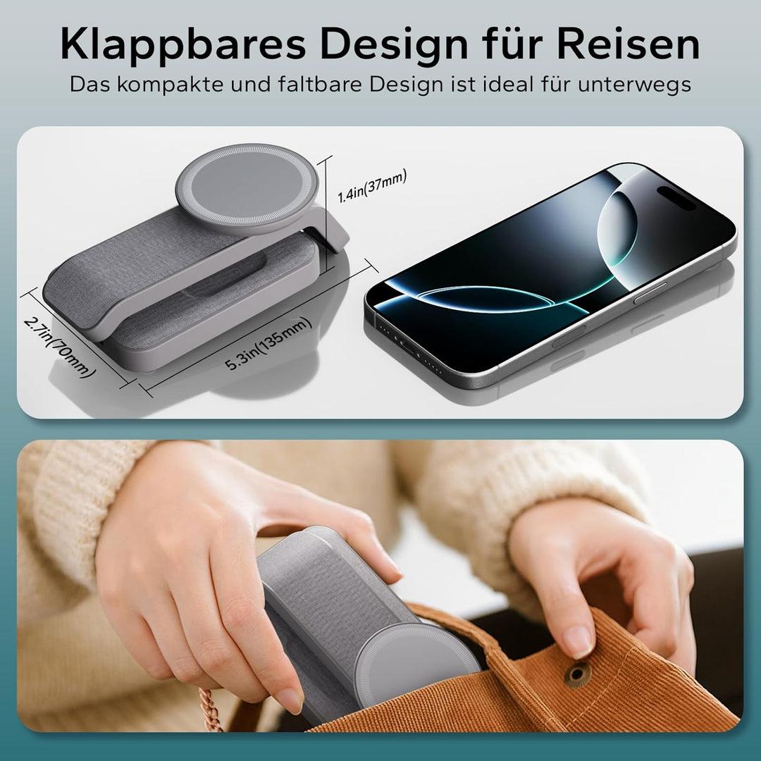 Magsafe Ladestation für Apple Watch und iPhone 3 In 1 Faltbar, iPhone Ladestation Magsafe Ladegerät