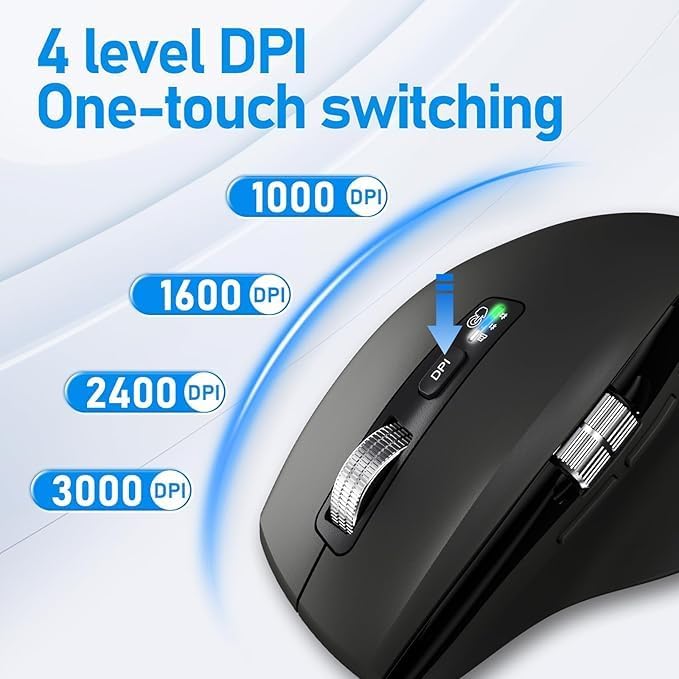 INFINMIND Kabellose Bluetooth-Maus mit Smart Flying Scroll, Daumenrad & ergonomischem Design, Leise