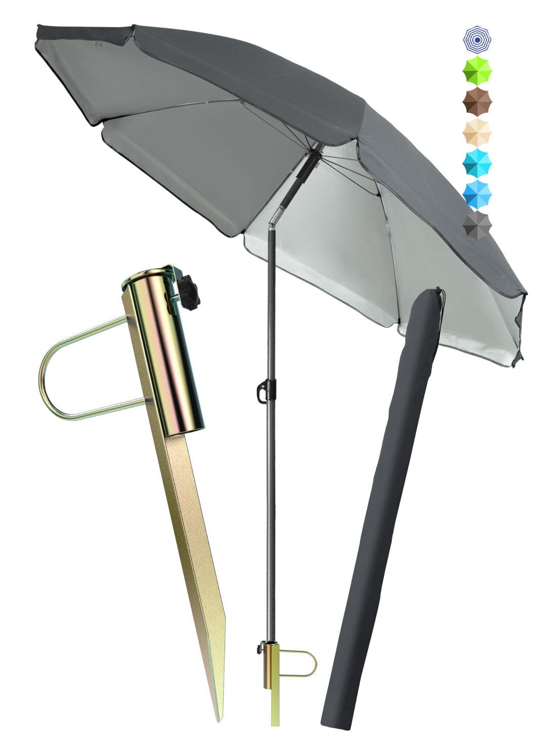 4smile Sonnenschirm Strand SunnyJoy Ø 160 cm, Anthrazit – 3er Set inkl. Strandschirm windfest stabil