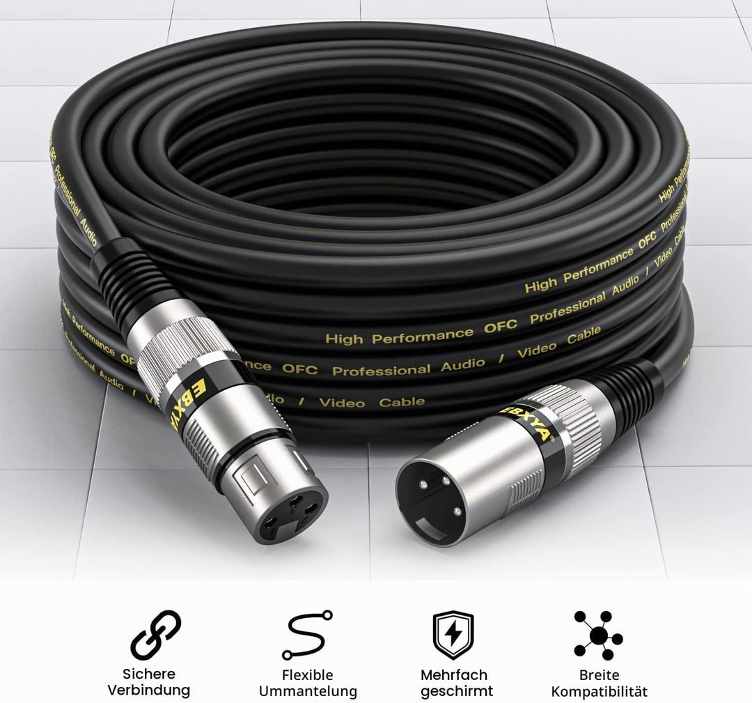 EBXYA XLR-Kabel Mikrofonkabel, 0,5 m, 4 Packungen, symmetrischer Stecker auf Buchse, XLR-Patchkabel