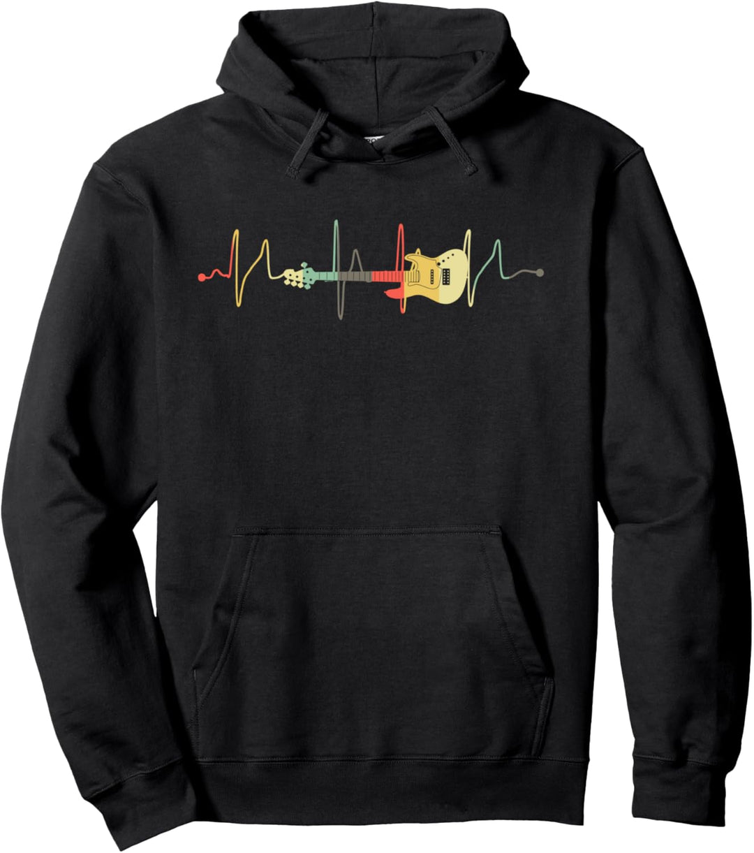 Vintage Herzschlag E-Guitare Retro Musik Frequenz Gitarrist Pullover Hoodie