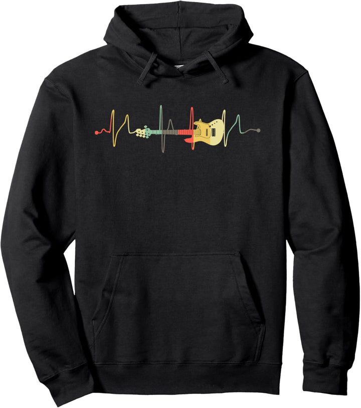 Vintage Herzschlag E-Guitare Retro Musik Frequenz Gitarrist Pullover Hoodie