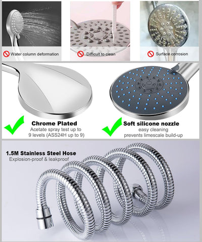 Duschkopf, NEUFLY Handbrause gross duschkopf mit Edelstahl schlauch wassersparend Druckerhöhend Brau