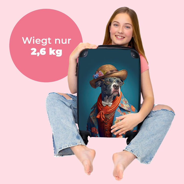 NoBoringSuitcases.com® Koffer Handgepäck Trolley Rollkoffer Kleine Reisekoffer mit 4 Rollen - Hund -