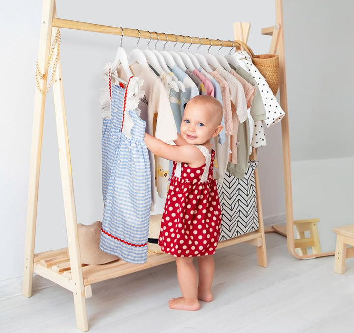 Kleiderbügel Kinder Weiss, Homewit 12 Stück Baby Kleiderbügel aus Holz mit Rutschfesten Kerben und H