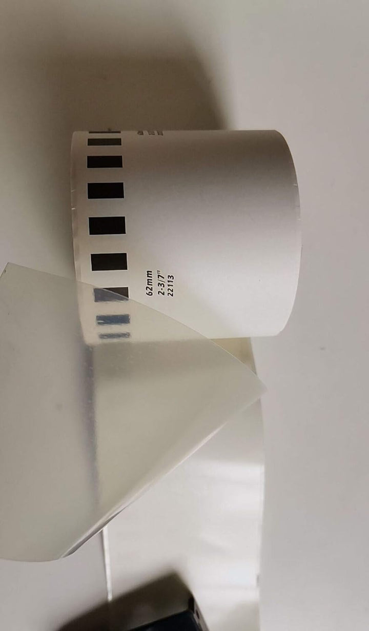 IDIK Klebeband für Brother DK-2113 DK-22113, robust, breit, Schwarz auf Transparent, 62 mm x 15,24 m