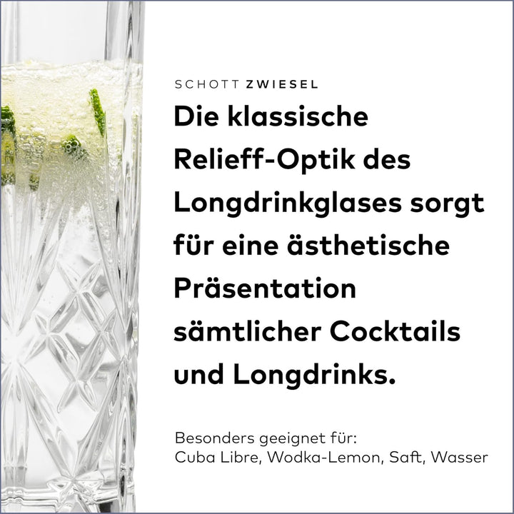 SCHOTT ZWIESEL Longdrinkglas Show (6er-Set), anmutiges Trinkglas für Longdrinks mit Relieff, spülmas