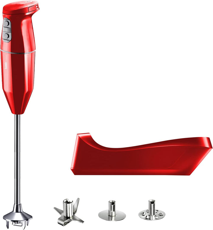bamix Stabmixer Set cordless PRO kabellos, extra lange Achse, inkl. Messer, Quirl, Schlagscheibe aus